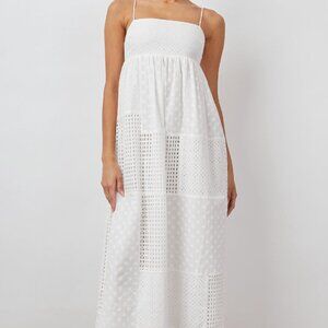 Rails White Eyelet Patchwork Maxi with Spaghetti Straps